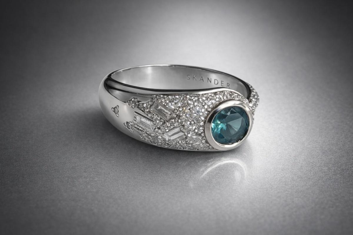 Pour sa nouvelle collection, SKANDER LB conjugue saphir d'Auvergne et platine 