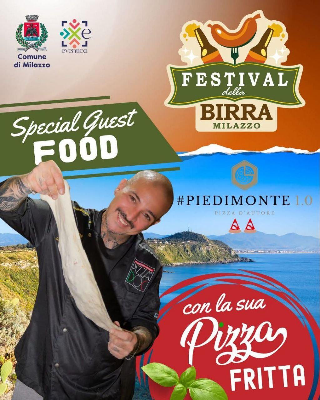 Enzo Piedimonte con la sua inconfondibile Pizza Fritta - Festival della Birra