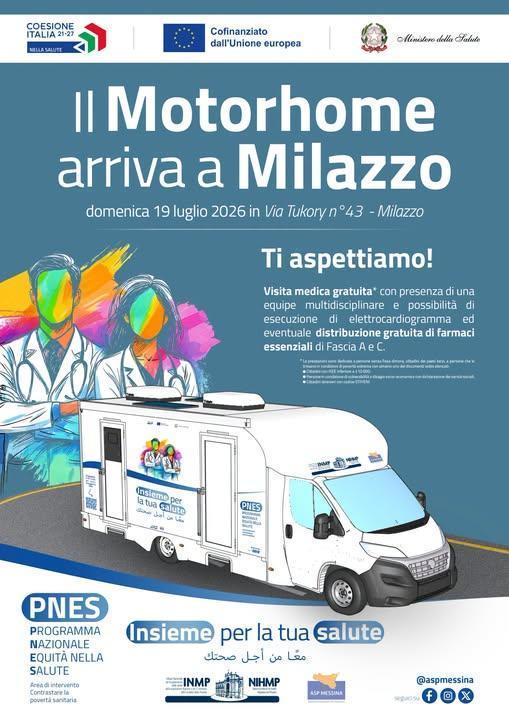 Il Motorhome arriva a Milazzo (dalle ore 9.00 alle ore 13.00) Il Motorhome arriva a Milazzo (dalle ore 9.00 alle ore 13.00)
