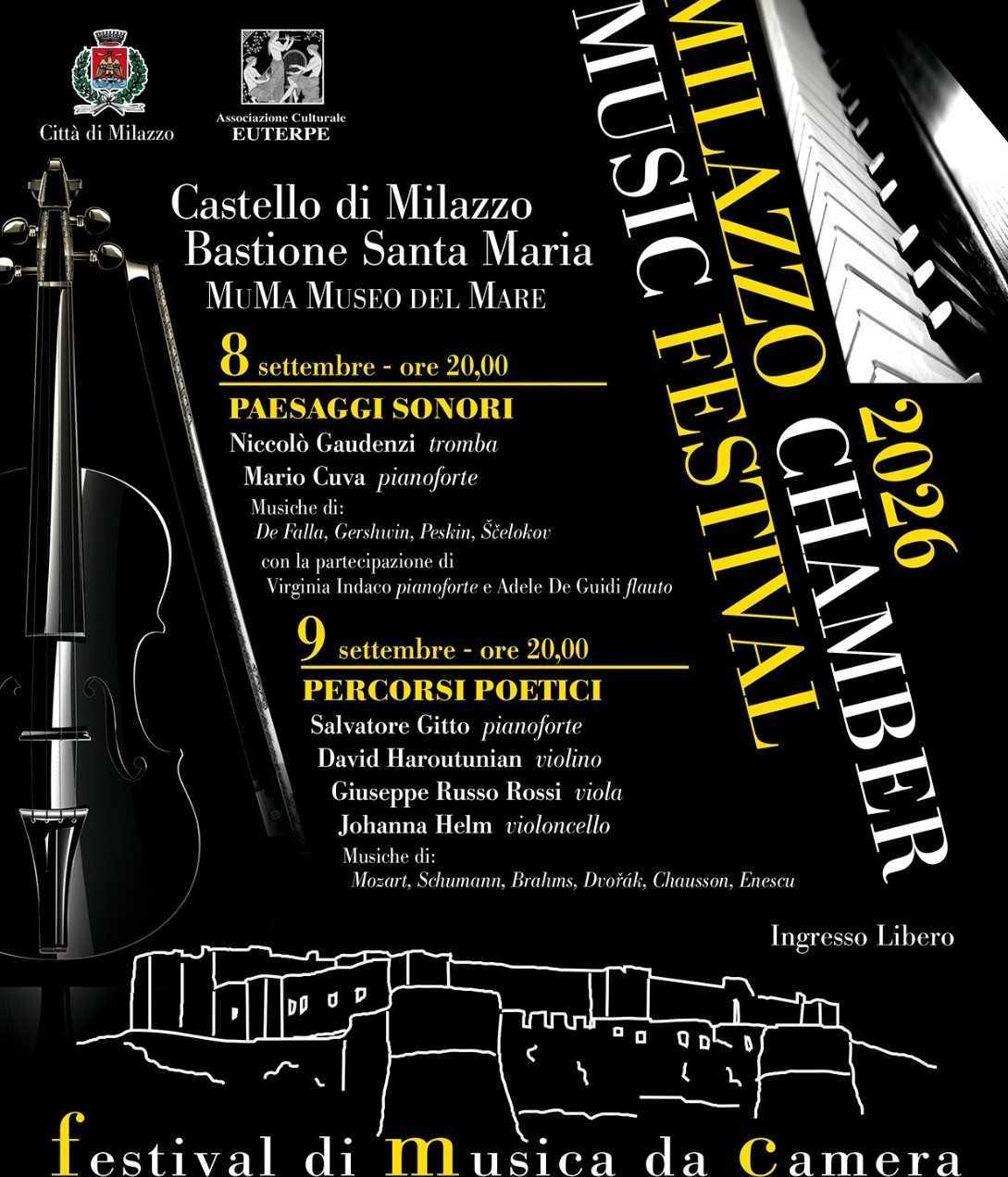 "Paesaggi Sonori" - Milazzo chamber music festival (inizio ore 20.00)
