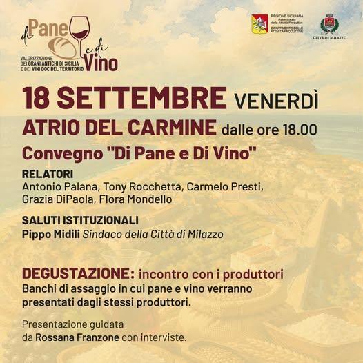 Convegno "Di Pane e di Vino" (Inizio ore 18.00) Convegno "Di Pane e di Vino" (Inizio ore 18.00)