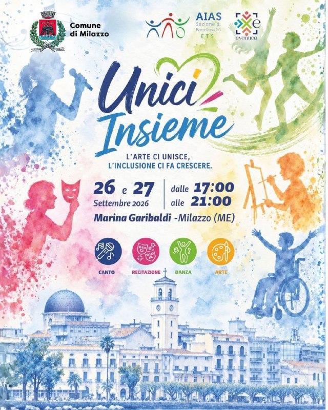 "Unici Insieme" l'arte ci unisce, l'inclusione ci fa crescere (dalle ore 17.00 alle 21.00)