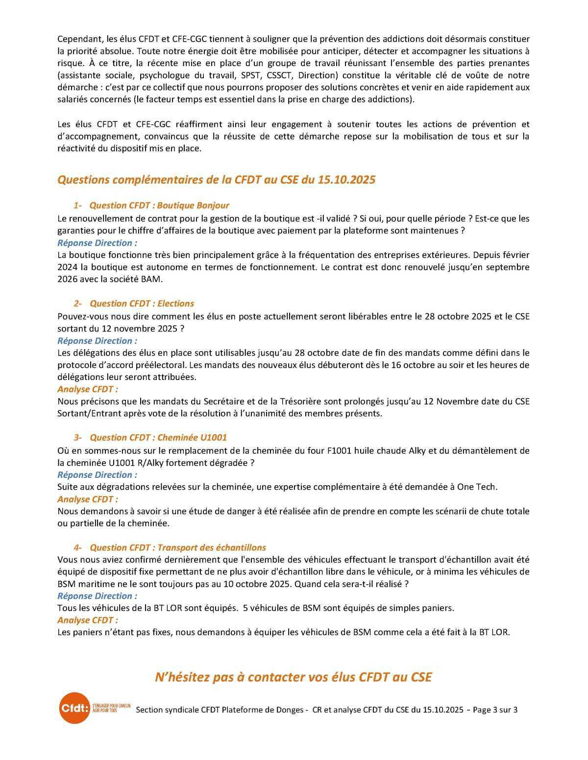 CSE du 15/10/25 - Compte-rendu