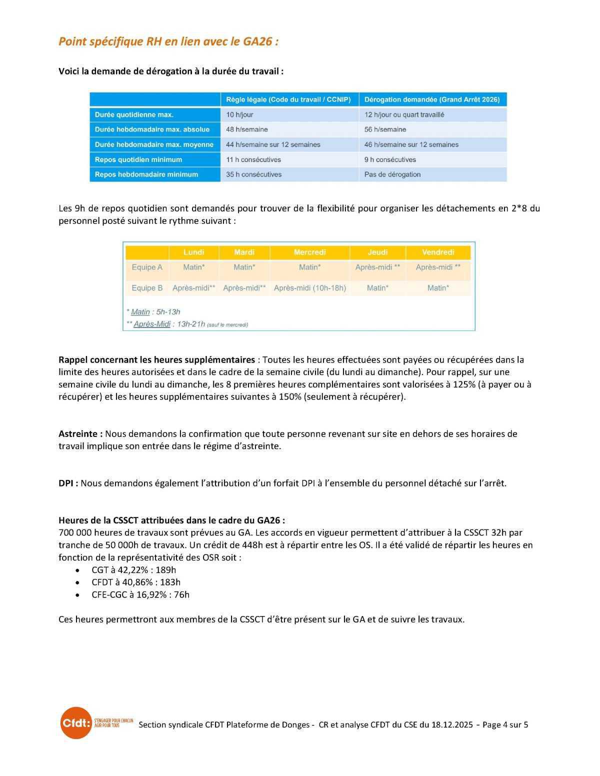CSE du 18 décembre 2025 - Compte-rendu CFDT