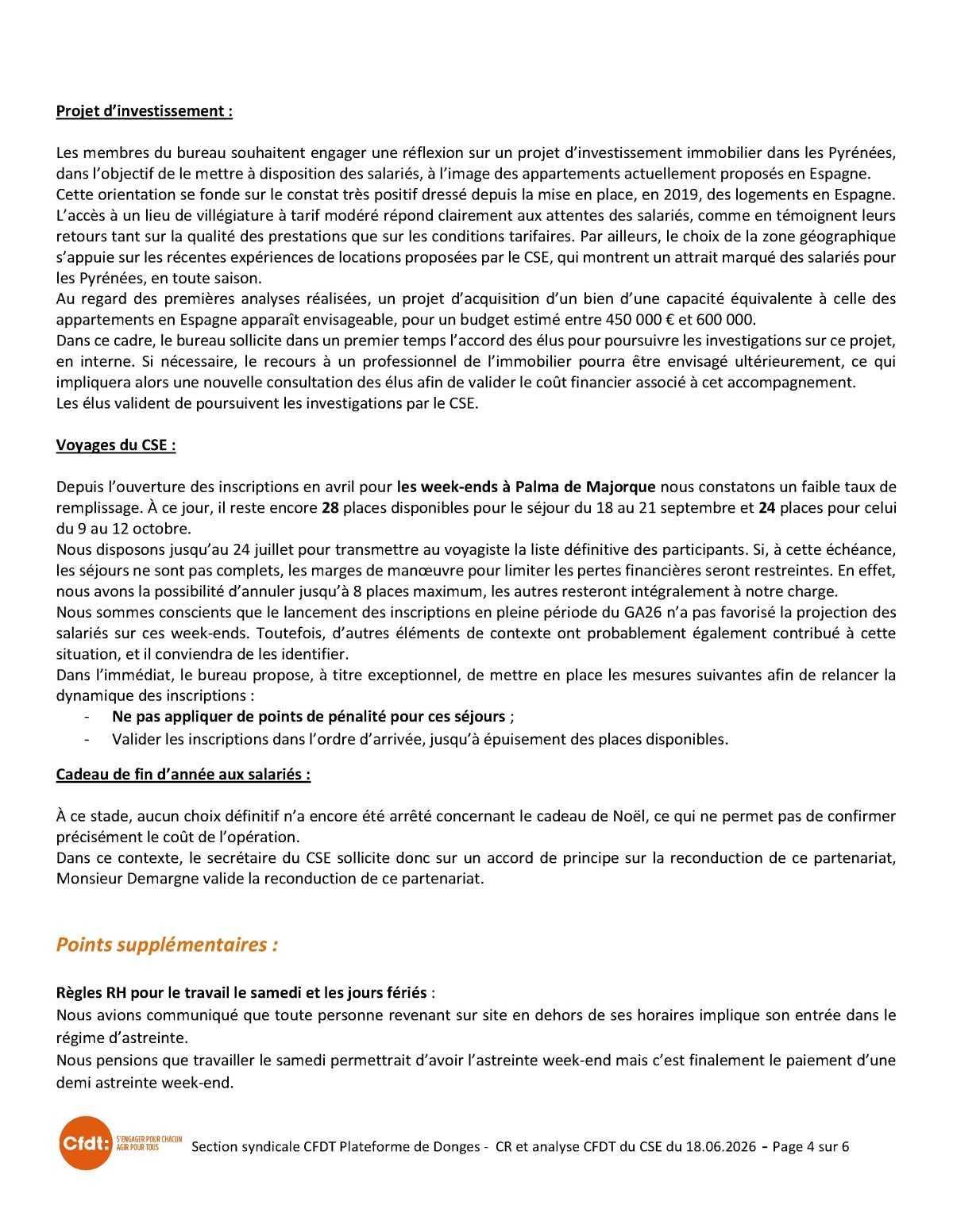 Compte rendu CSE Donges 18 juin