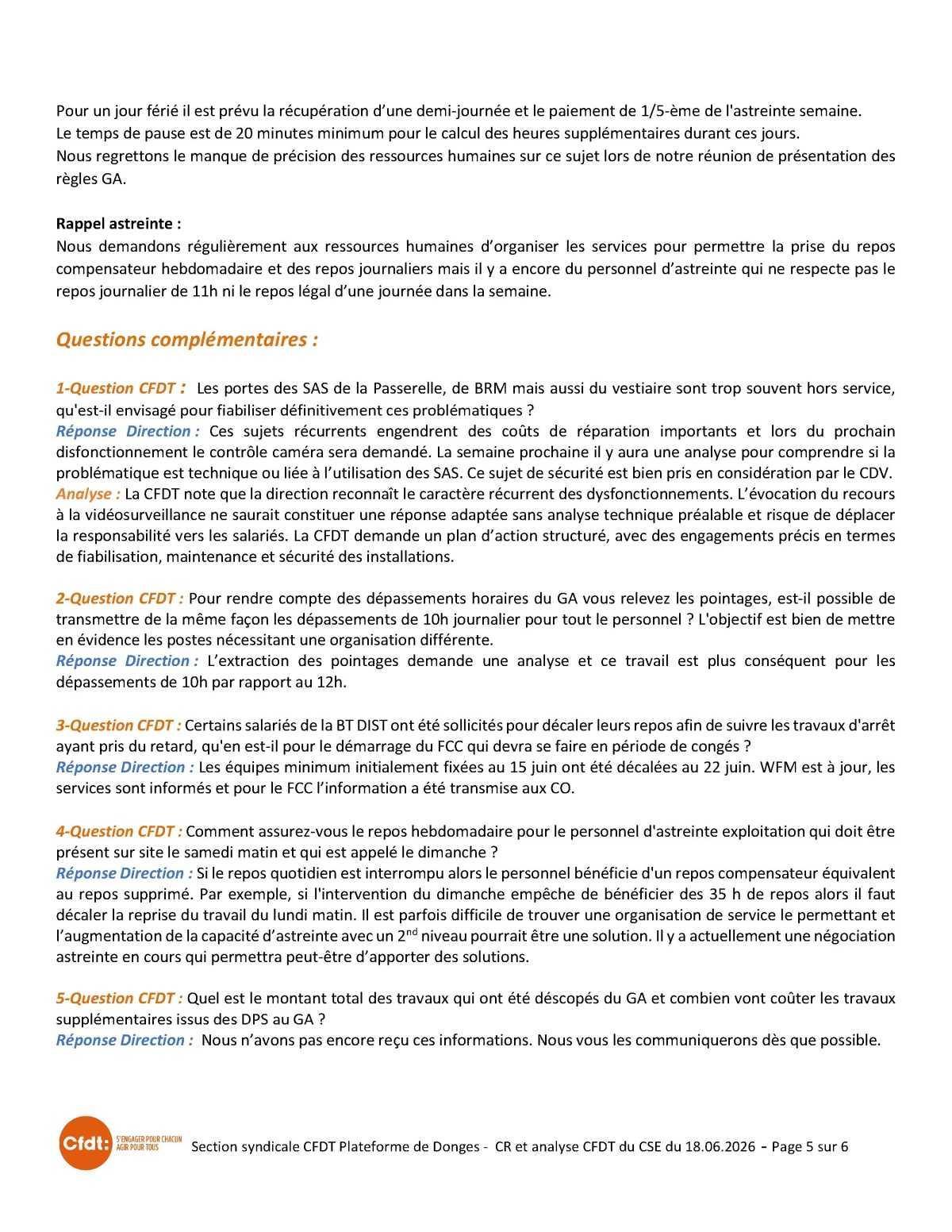 Compte rendu CSE Donges 18 juin