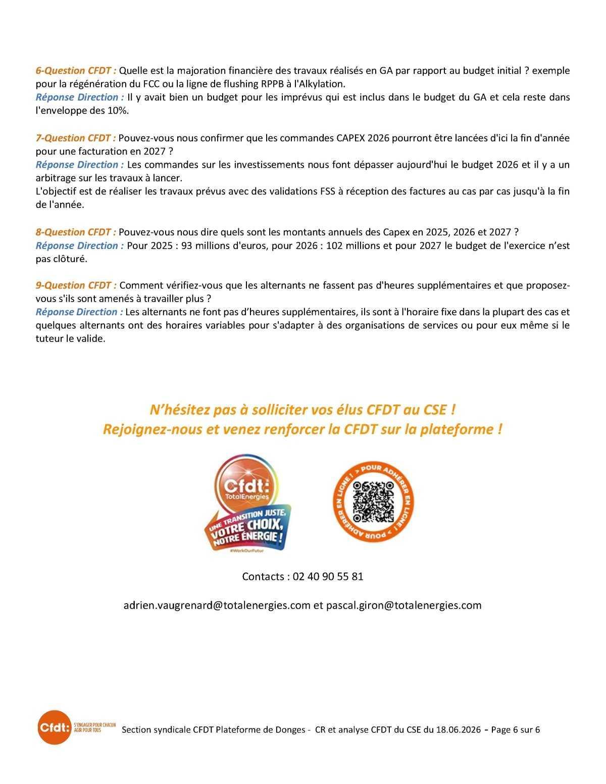 Compte rendu CSE Donges 18 juin