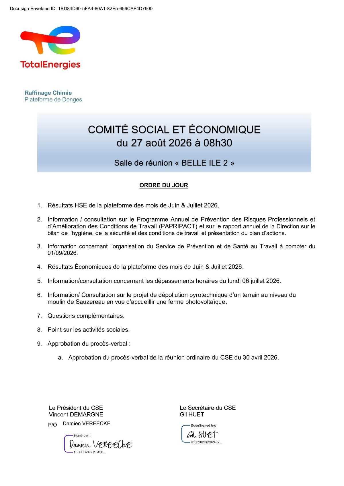 CSE Donges du 27 août
