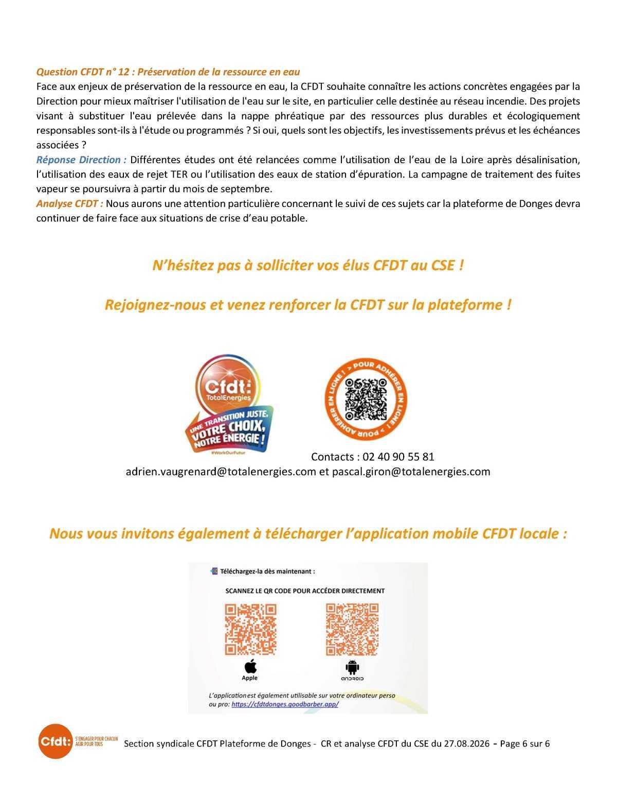 Compte rendu du CSE du 27 août