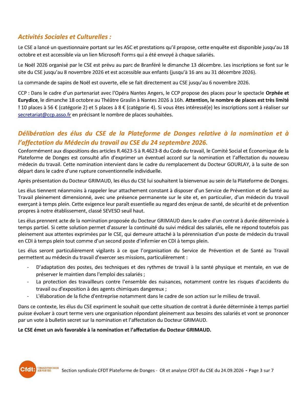 Compte rendu CSE du 24 septembre