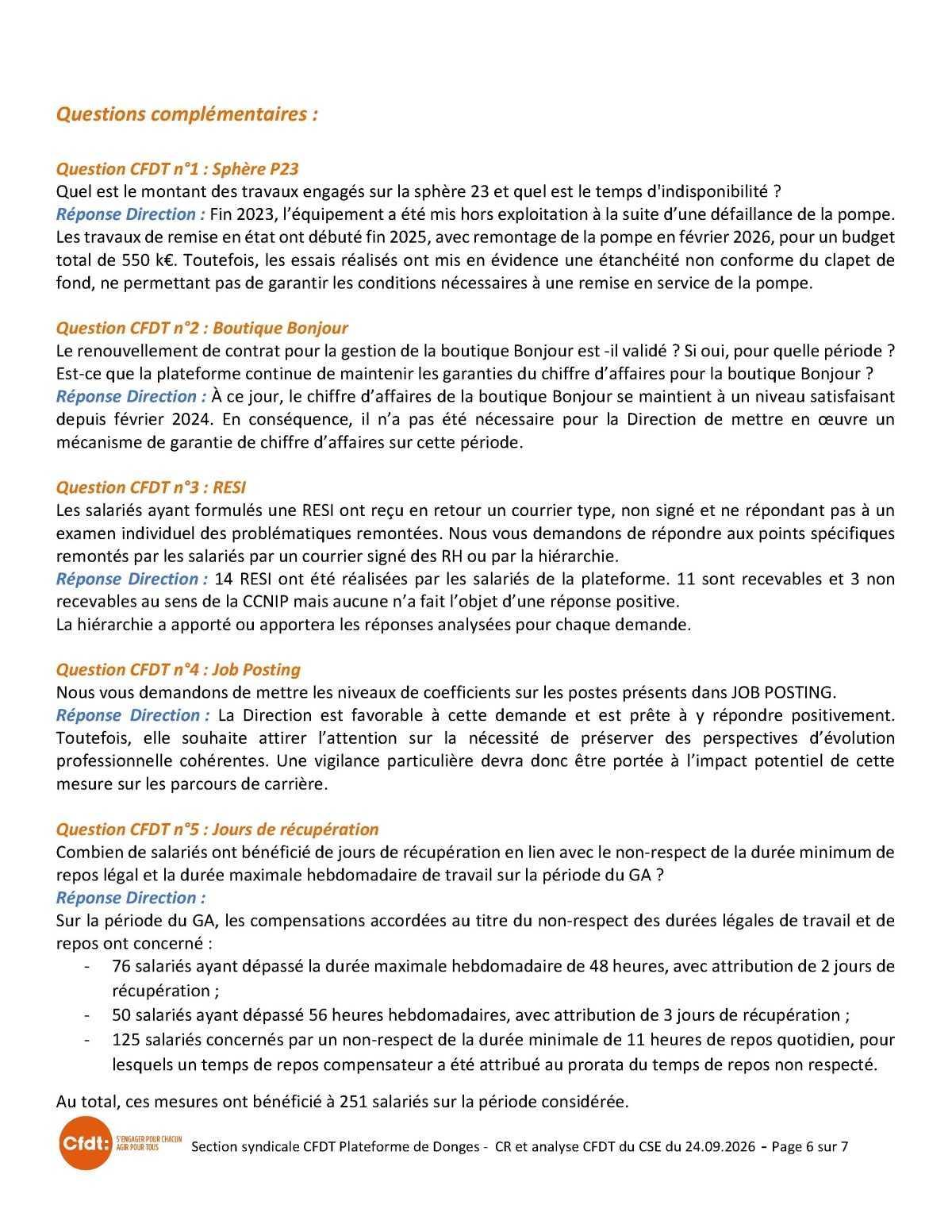 Compte rendu CSE du 24 septembre
