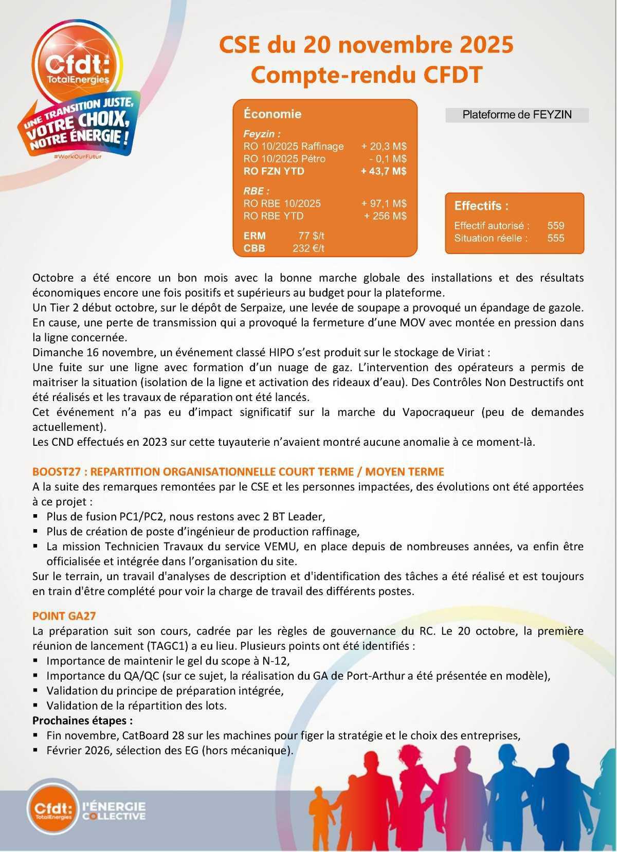 CSE du 20 novembre 2025 - Débrief CFDT