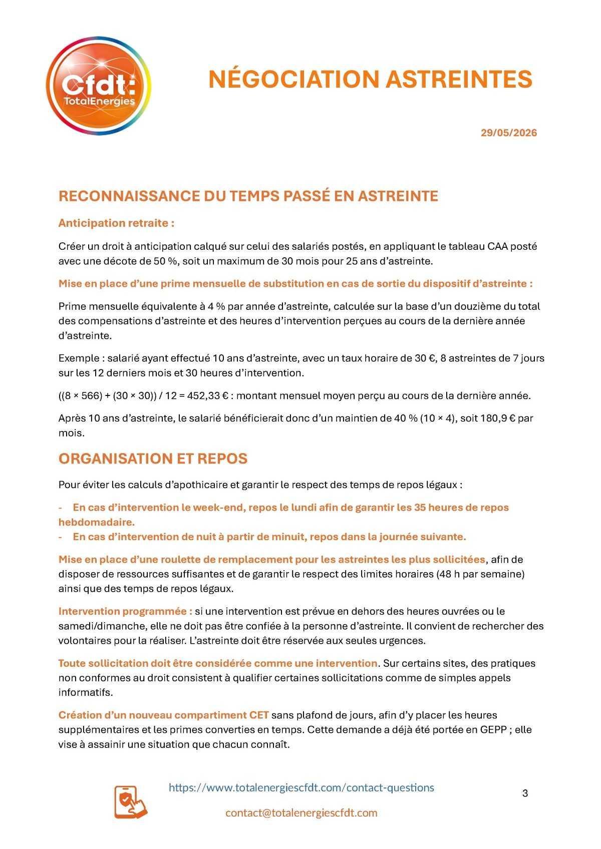Négociation astreintes - réunion du 26/05/26