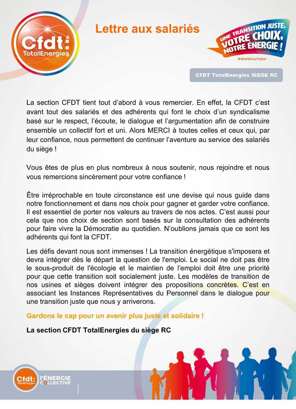 Elections professionnelles - Profession de Foi CFDT