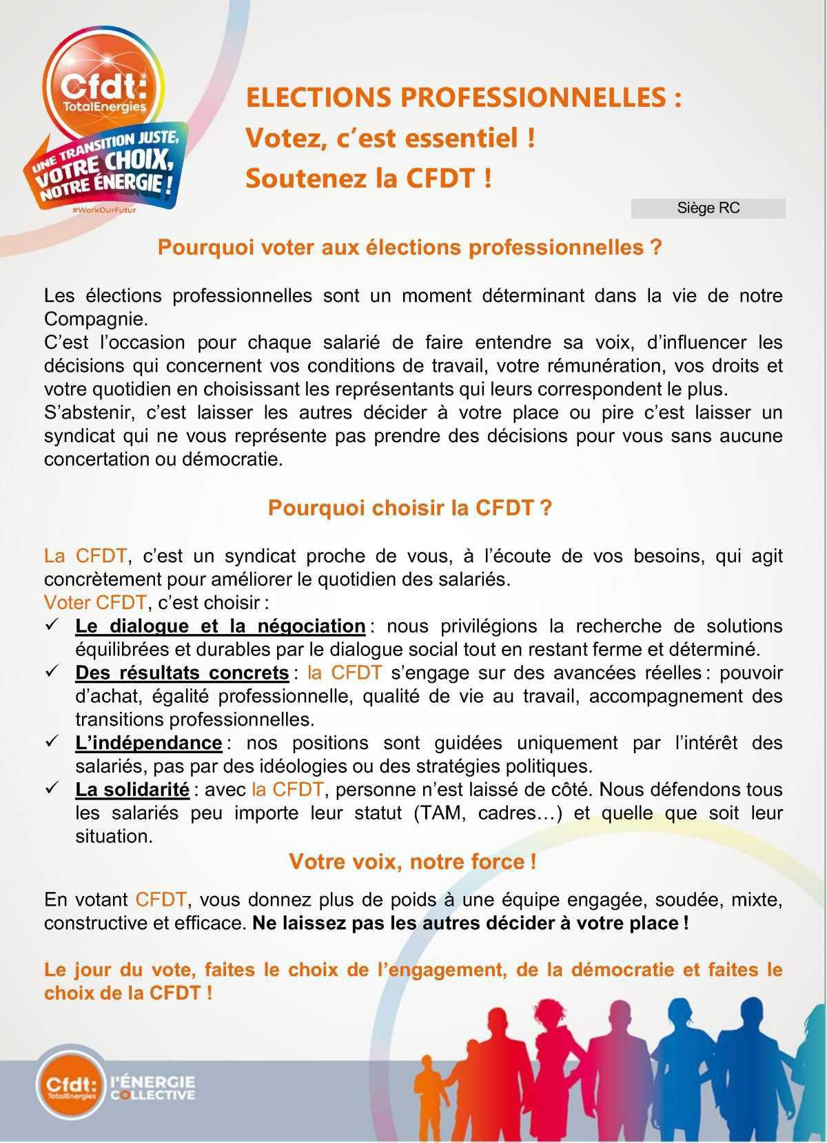 Votez CFDT : une équipe à votre écoute, engagée pour tous !