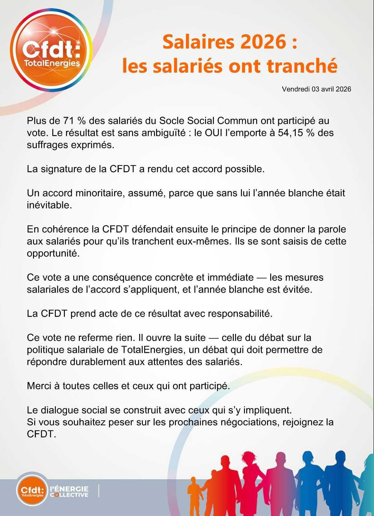 Référendum salaires : les salariés ont tranché !