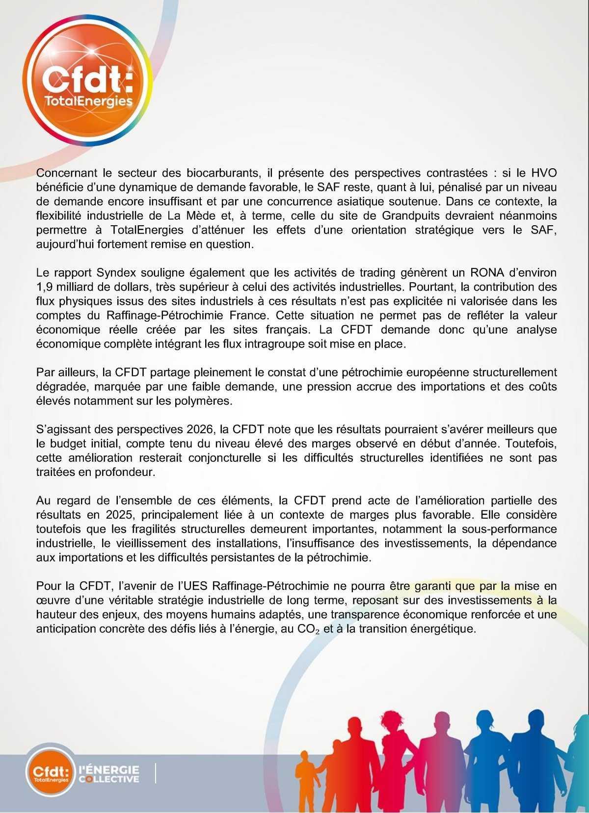 Avis CFDT au CSEC sur la situation économique & financière UES RP 2025