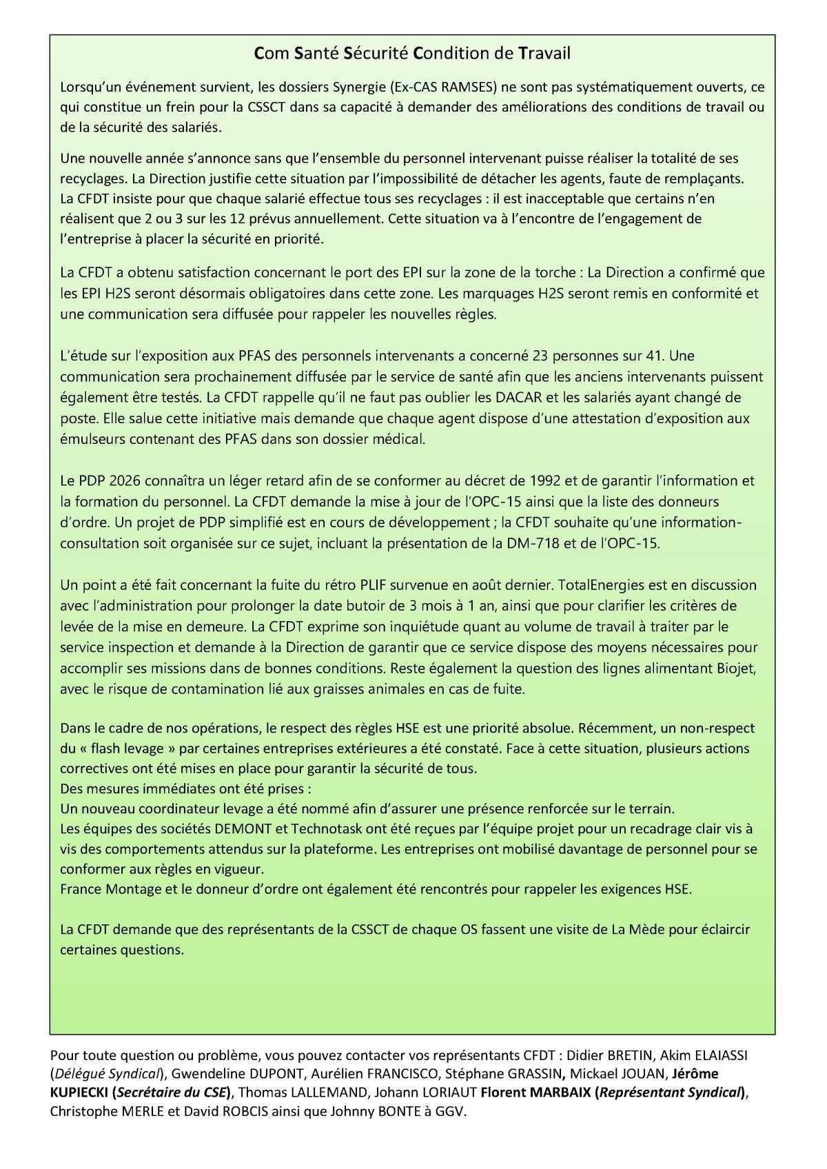 CSE du 18/12/25 - Informations syndicales CFDT