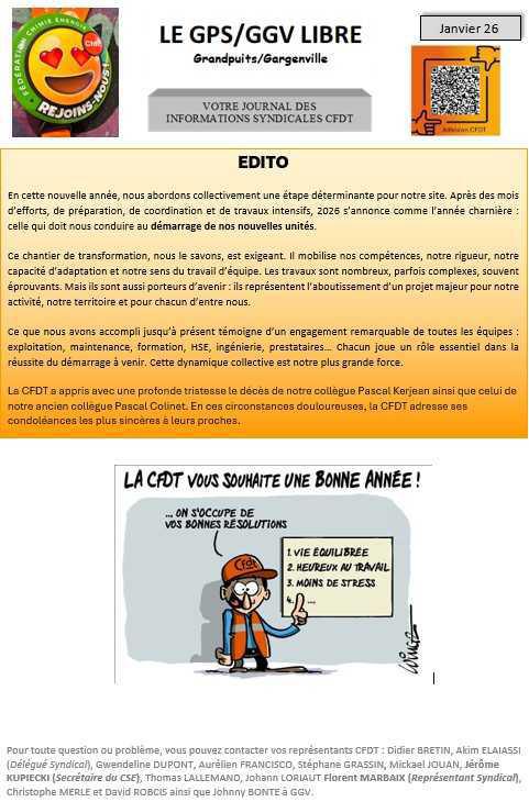 CSE du 22/01/26 - Informations syndicales CFDT