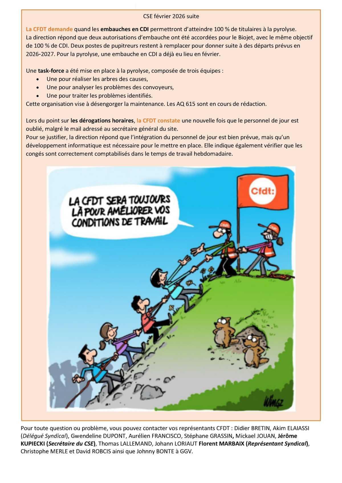 CSE Février - Informations syndicales CFDT