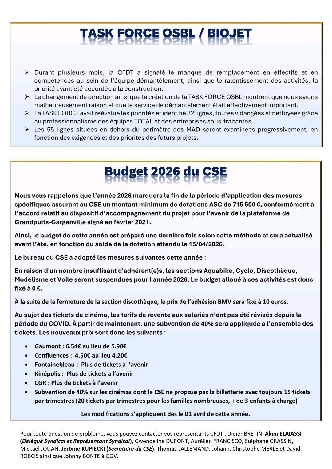 CSE Mars - Informations syndicales CFDT