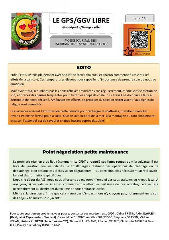 CSE Juin - information syndicales CFDT