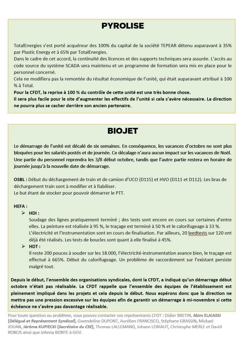 CSE Juillet/Août information syndicales CFDT