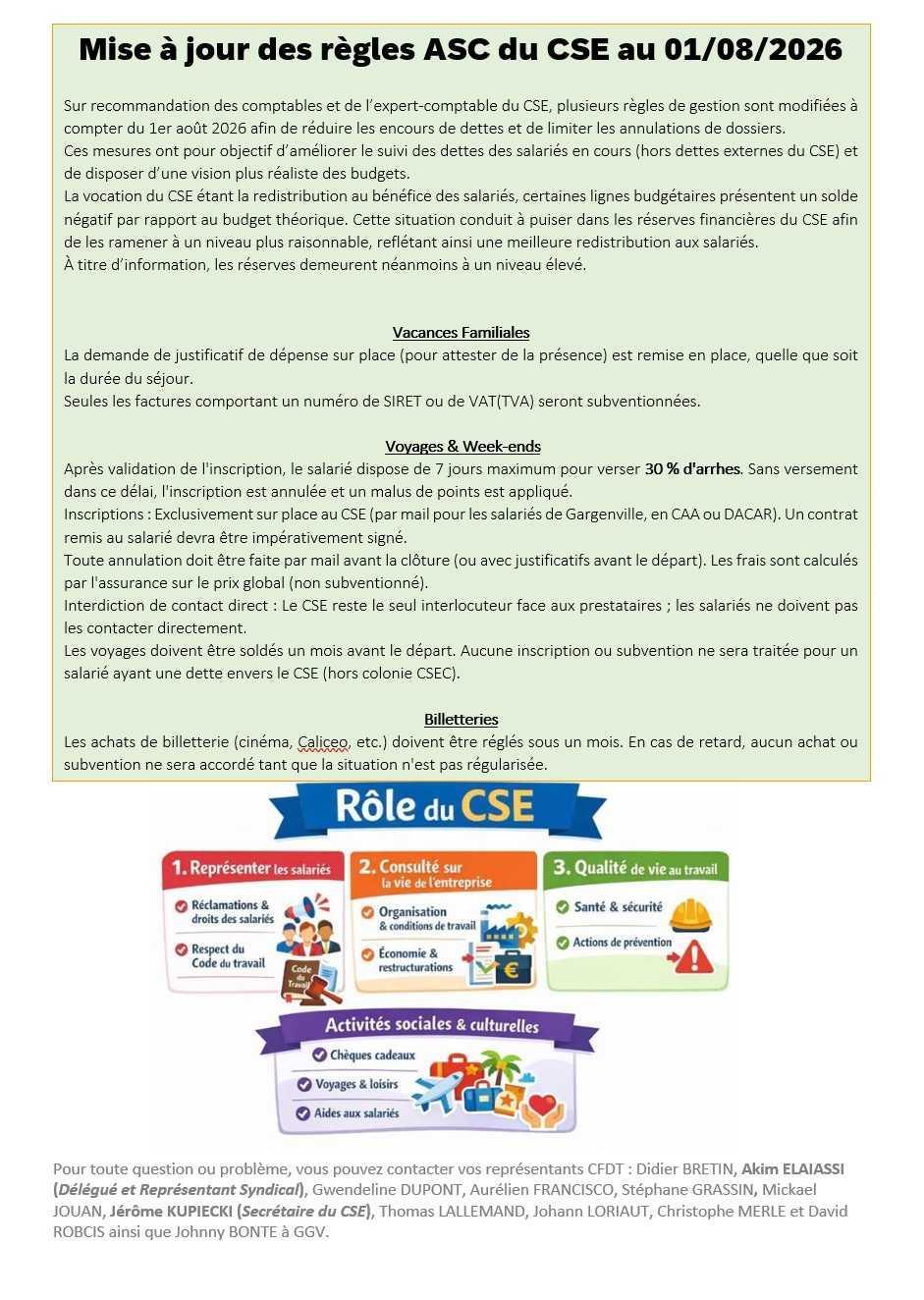 CSE Juillet/Août information syndicales CFDT
