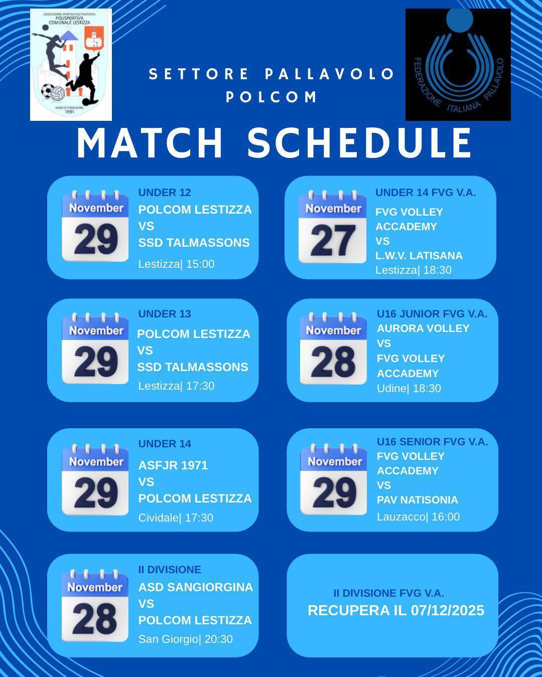 Programma del weekend 29/30 novembre 2025