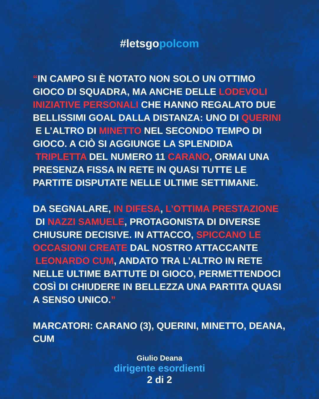 I commenti della settimana