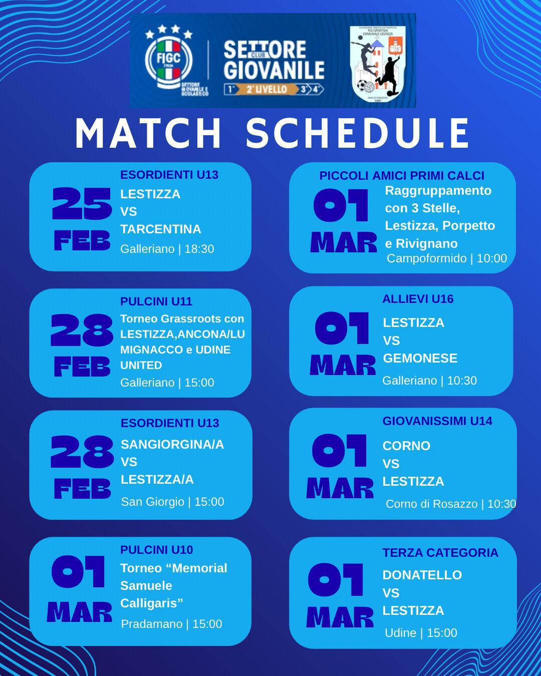 calendario della settimana 