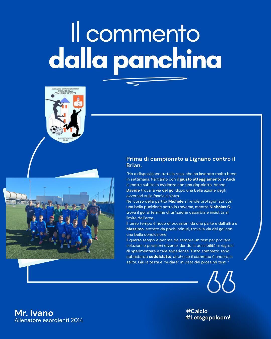 Il commento dalla panchina