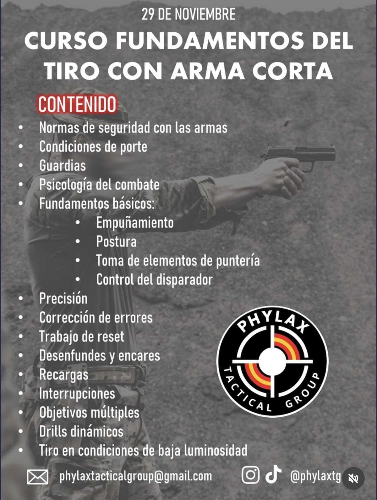 CURSO FUNDAMENTOS DEL TIRO CON ARMA CORTA
