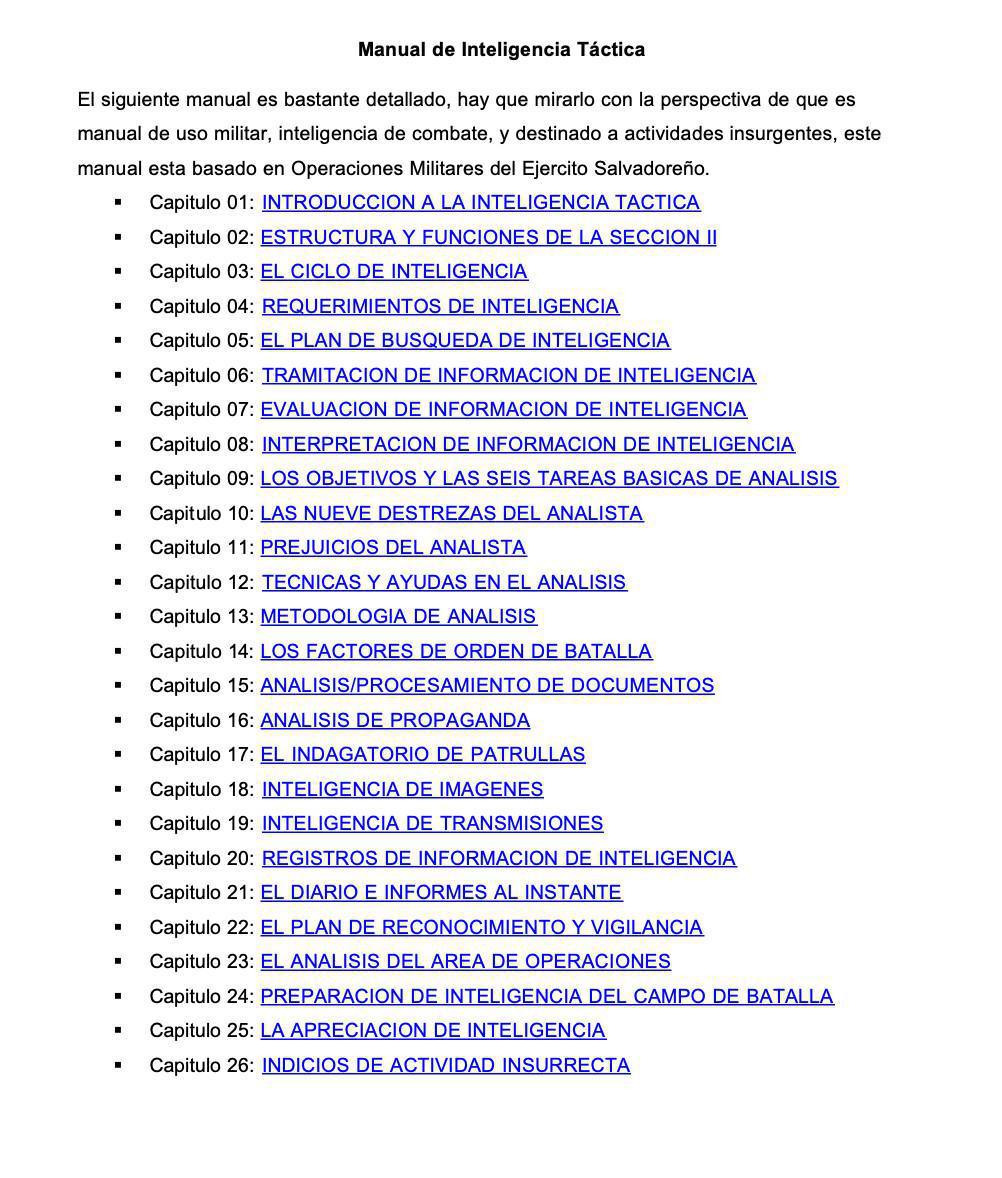 MANUAL DE INTELIGENCIA TÁCTICA | EJÉRCITO SALVADOREÑO