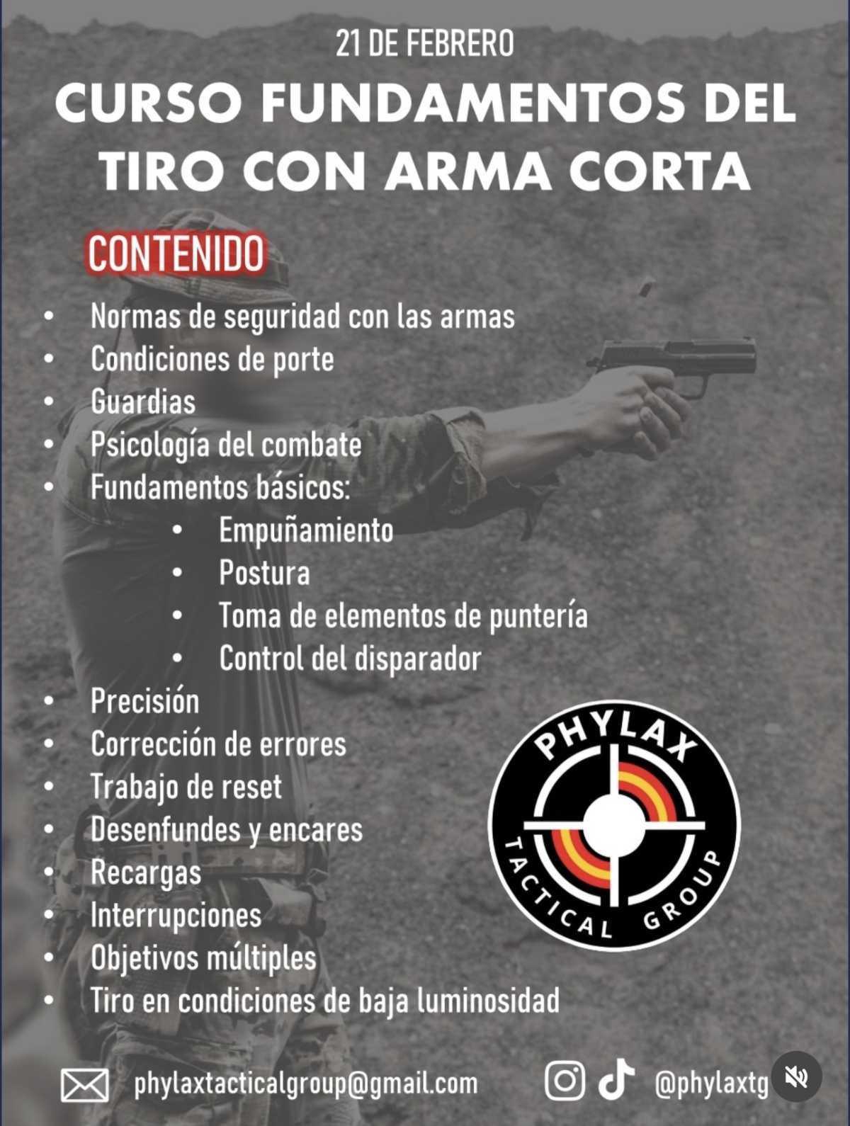 III CURSO FUNDAMENTOS DEL TIRO CON ARMA CORTA | PHYLAX