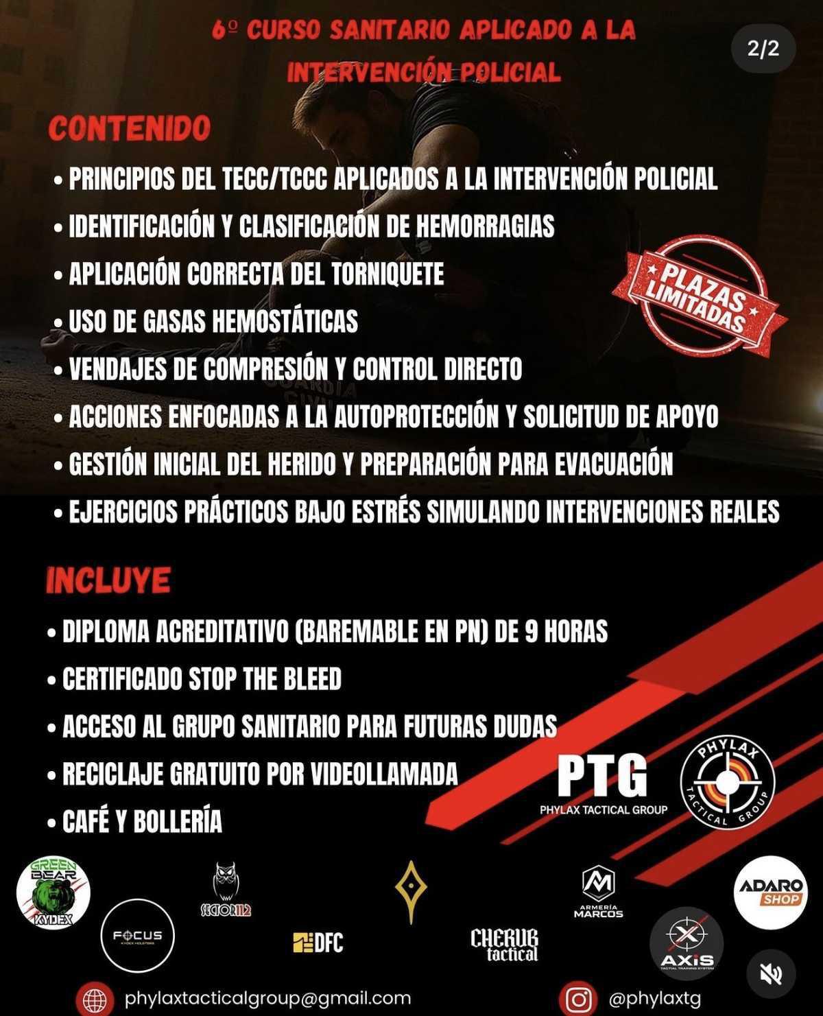 CURSO SANITARIO APLICADO A LA INTERVENCIÓN POLICIAL | PHYLAX