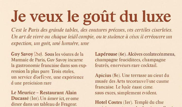 Je veux le goût du luxe