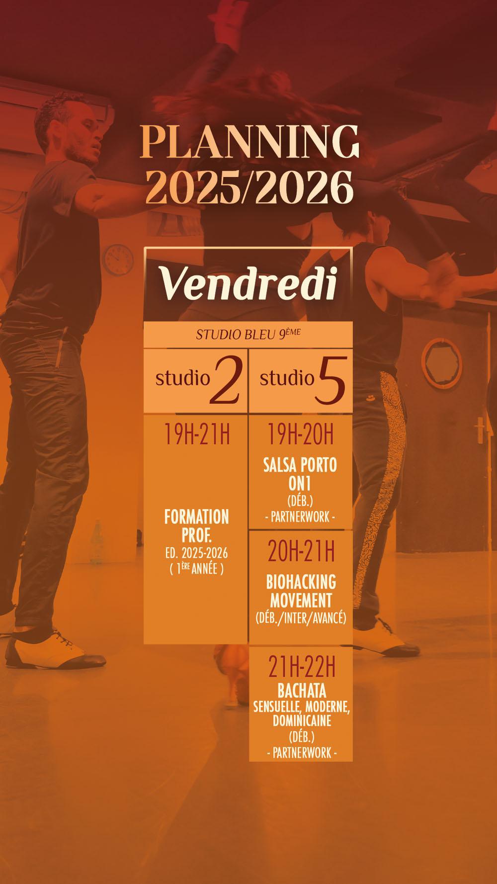 Planning vendredi