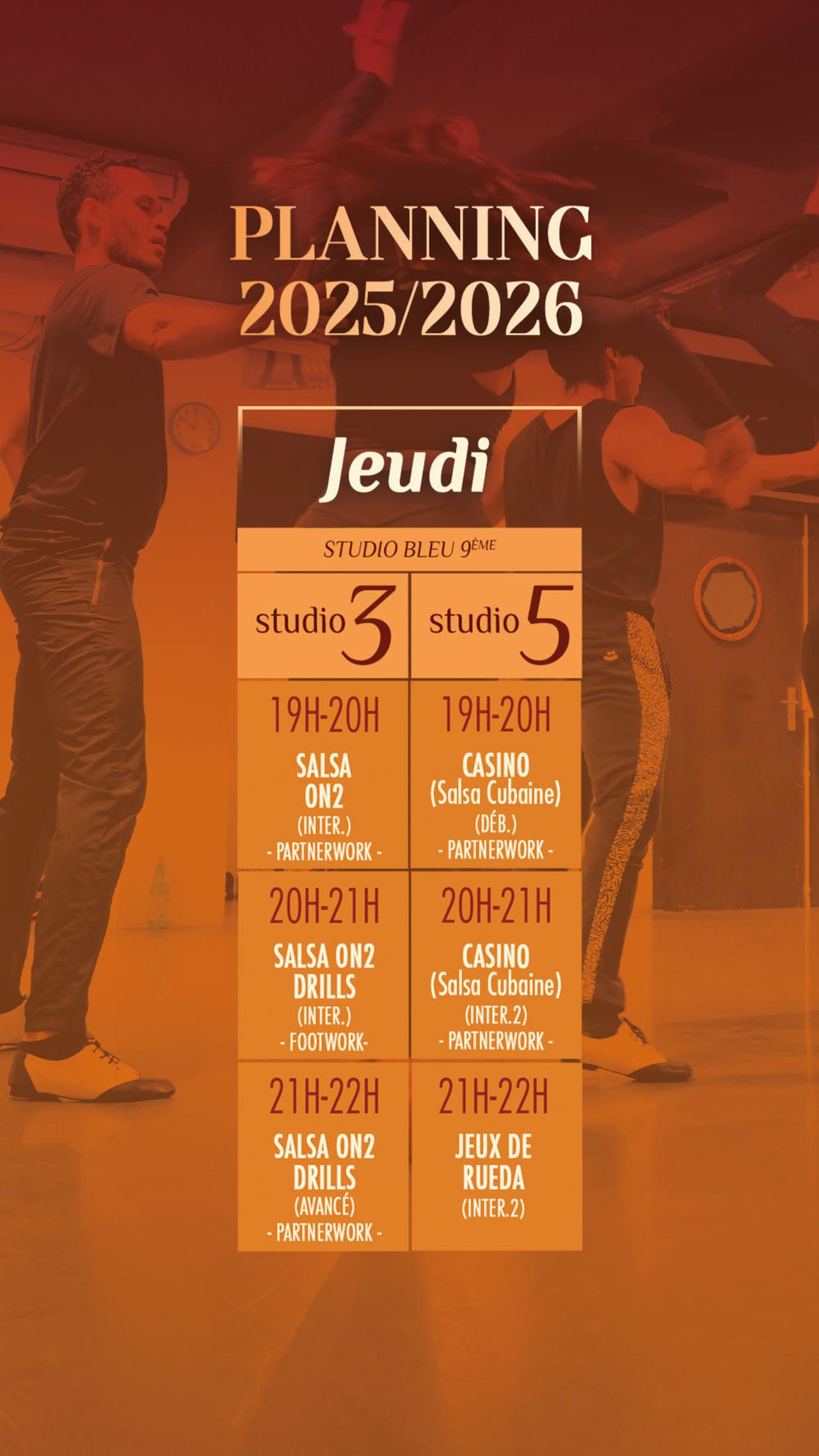 Planning jeudi