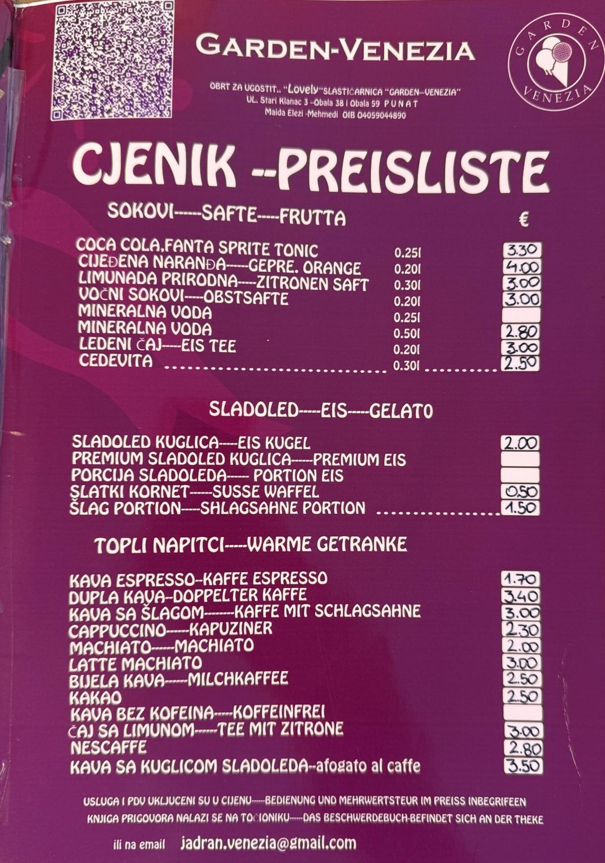 VENEZIA -Gelateria - Eiscafe Punat VENEZIA -Gelateria - Eiscafe Punat