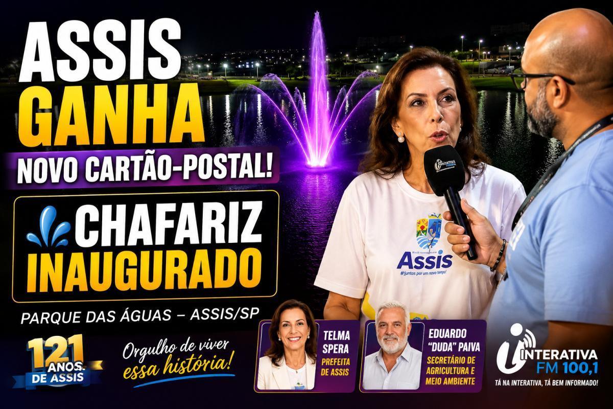 Parque das Águas ganha novo chafariz e se consolida como um dos cartões-postais de Assis