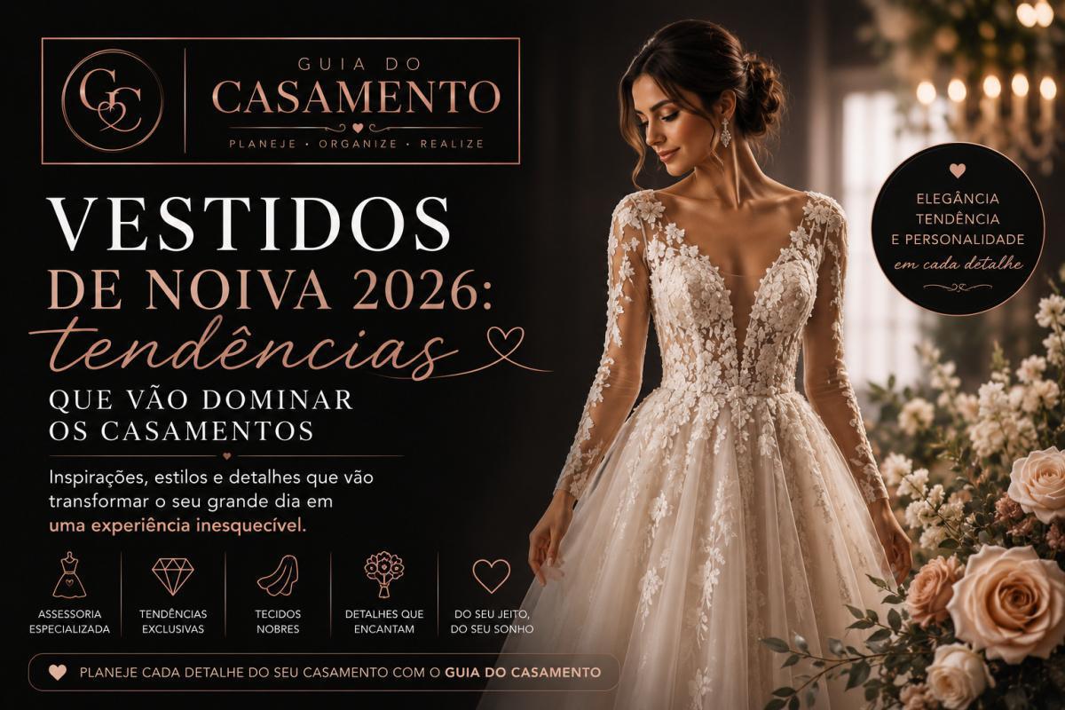 Vestidos de noiva 2026: tendências que vão dominar os casamentos Vestidos de noiva 2026: tendências que vão dominar os casamentos