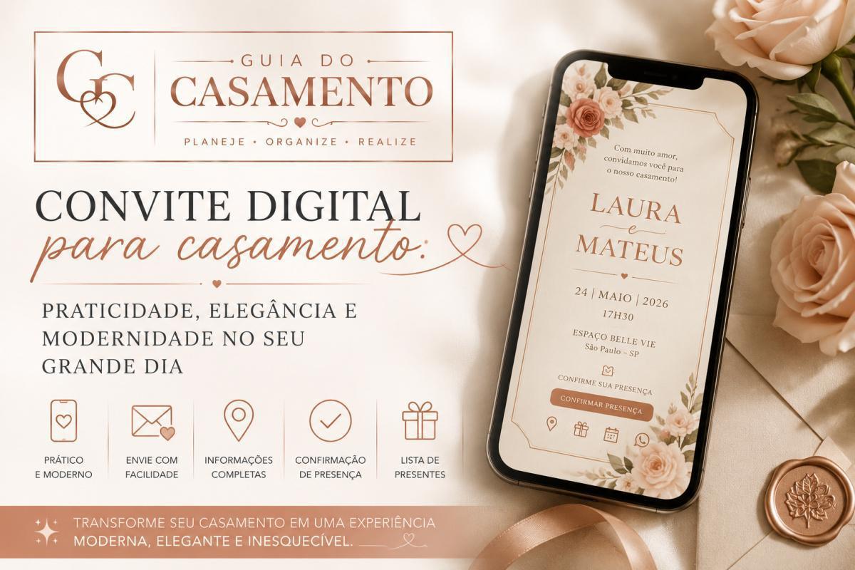 Convite digital para casamento: praticidade, elegância e modernidade no seu grande dia Convite digital para casamento: praticidade, elegância e modernidade no seu grande dia