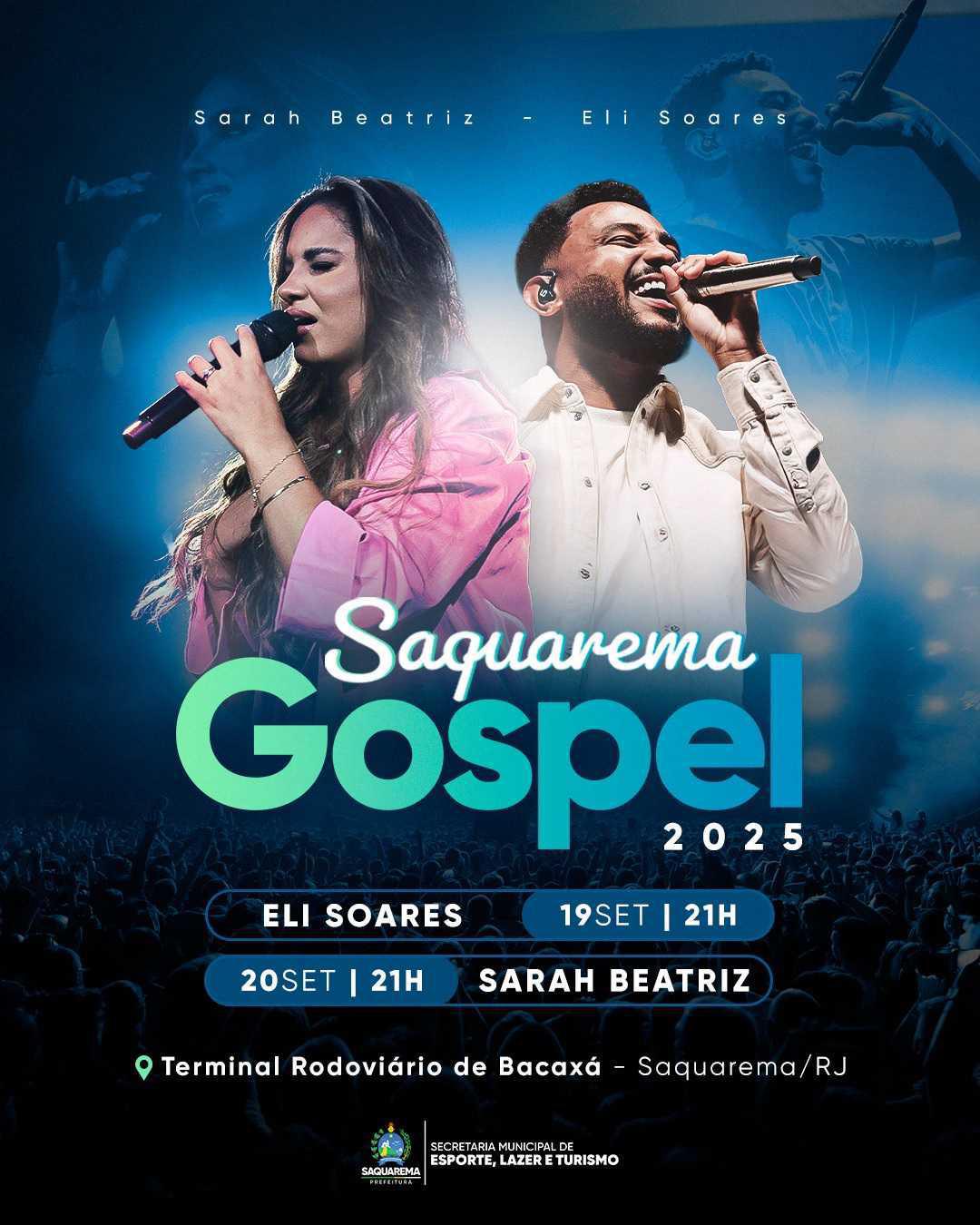 Saquarema Gospel retorna nos dias 19 e 20 de setembro com Eli Soares e Sarah Beatriz