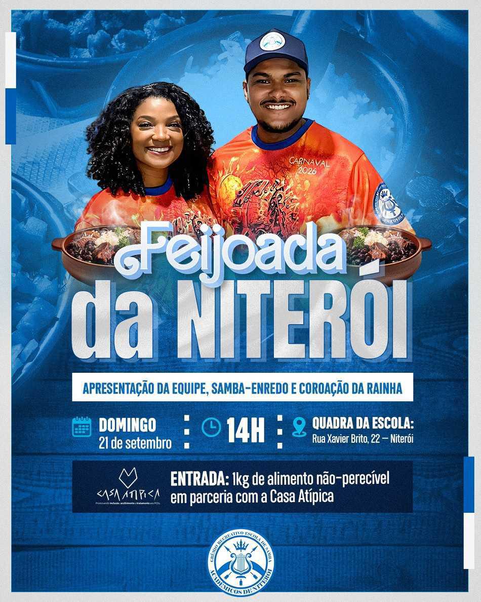 Acadêmicos de Niterói lança samba-enredo 2026 com feijoada beneficente neste domingo