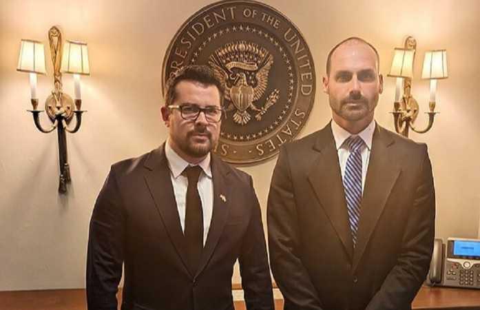 Eduardo Bolsonaro e Paulo Figueiredo chamam denúncia da PGR de ‘fajuta’ e defendem atuação nos Estados Unidos