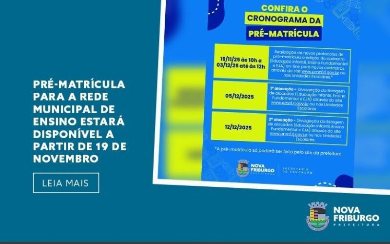 Pré-matrícula para a rede Municipal de ensino estará disponível a partir de 19 de novembro  Pré-matrícula para a rede Municipal de ensino estará disponível a partir de 19 de novembro