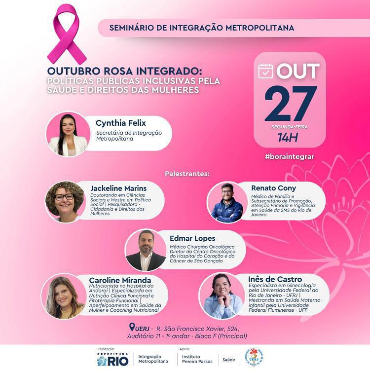 Outubro Rosa Integrado": Secretaria Especial de Integração Metropolitana reúne especialistas em saúde da mulher para seminário