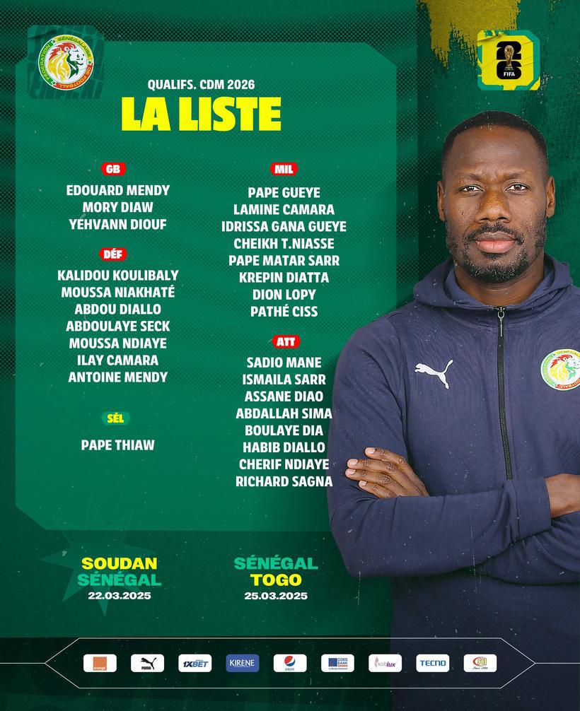 Éliminatoires Mondial 2026 : Pape Thiaw convoque 26 « Lions » avec six nouveaux joueurs