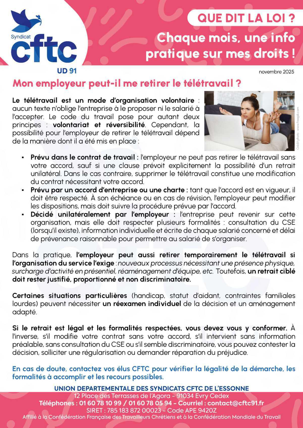 Mon employeur peut-il me retirer le télétravail ?